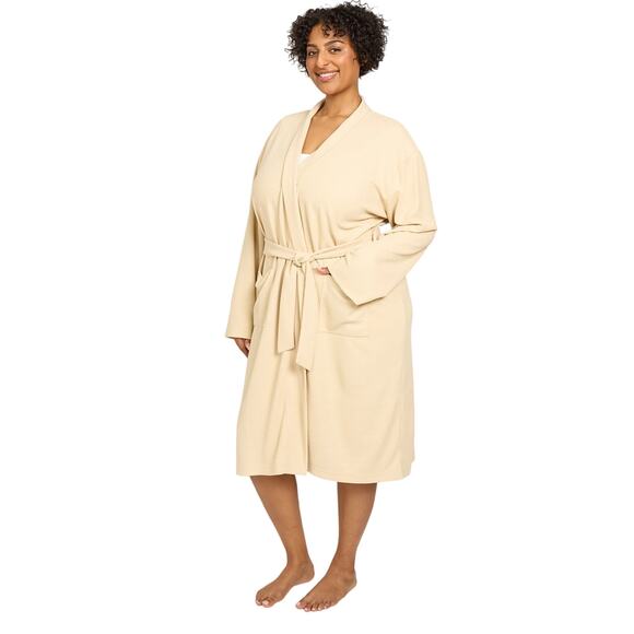 Line & Dot Plus Size Full Length Waffle Knit Robe, Cream, NWT - Picture 1 of 5